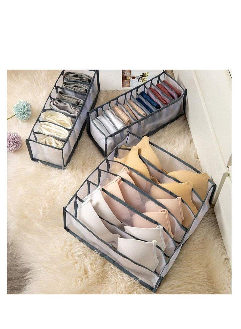 Y&D Underwear Storage Organizer, 3Pcs Drawer Organiser Foldable Box Compartment, Multi-Grid Cabinet Organizers Divider for Organizing Bras, Socks,Ties, Belts  - Image 5