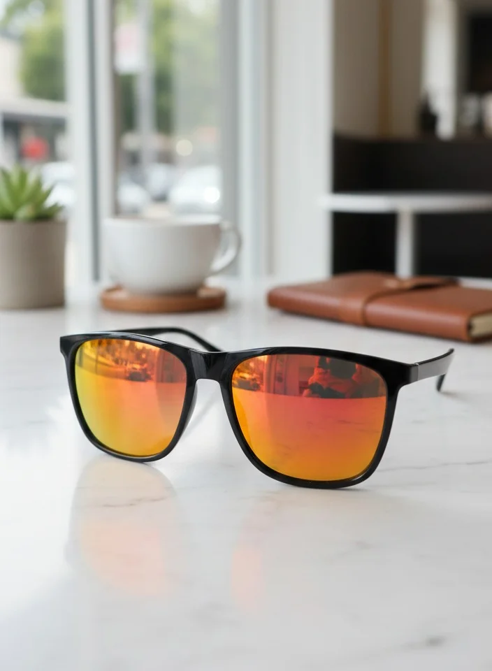 Orange Mirrored Sunglasses and Plain Clear/Blue-Light Glasses,SHADES FOR EYES,POLARIZED