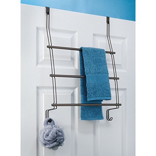 InterDesign حامل مناشف من الفولاذ فوق الباب iDesign Classico مع خطافات تخزين - 16.75" x 4.25" x 24" ، برونزي - Image 2