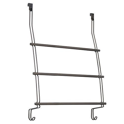 InterDesign حامل مناشف من الفولاذ فوق الباب iDesign Classico مع خطافات تخزين - 16.75" x 4.25" x 24" ، برونزي - Image 4