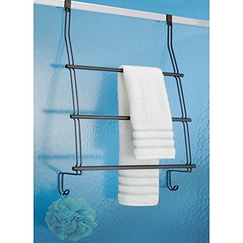 InterDesign حامل مناشف من الفولاذ فوق الباب iDesign Classico مع خطافات تخزين - 16.75" x 4.25" x 24" ، برونزي - Image 3