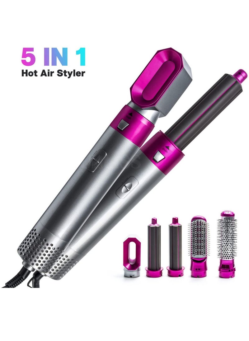 Generic Hair Dryer Brush Set 5 in 1 Blowout Brush Negative Ion Detachable Hair Dryer Styler Volumizer Hot Air Hair Dryer Brush with 2 Styling Brush Heads for Straightening Curling Drying Combing Scalp Massage  - Image 5