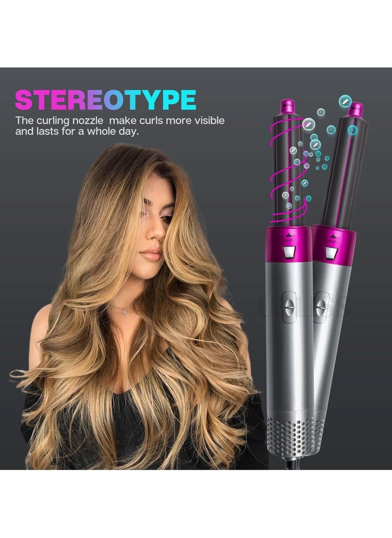 Generic Hair Dryer Brush Set 5 in 1 Blowout Brush Negative Ion Detachable Hair Dryer Styler Volumizer Hot Air Hair Dryer Brush with 2 Styling Brush Heads for Straightening Curling Drying Combing Scalp Massage  - Image 4