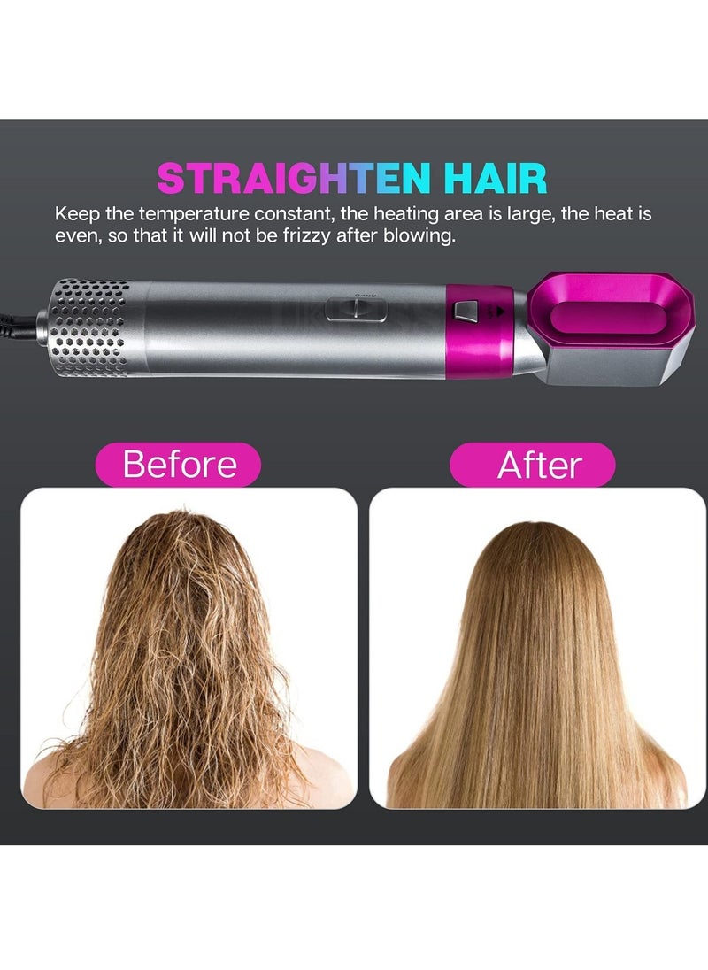 Generic Hair Dryer Brush Set 5 in 1 Blowout Brush Negative Ion Detachable Hair Dryer Styler Volumizer Hot Air Hair Dryer Brush with 2 Styling Brush Heads for Straightening Curling Drying Combing Scalp Massage  - Image 3