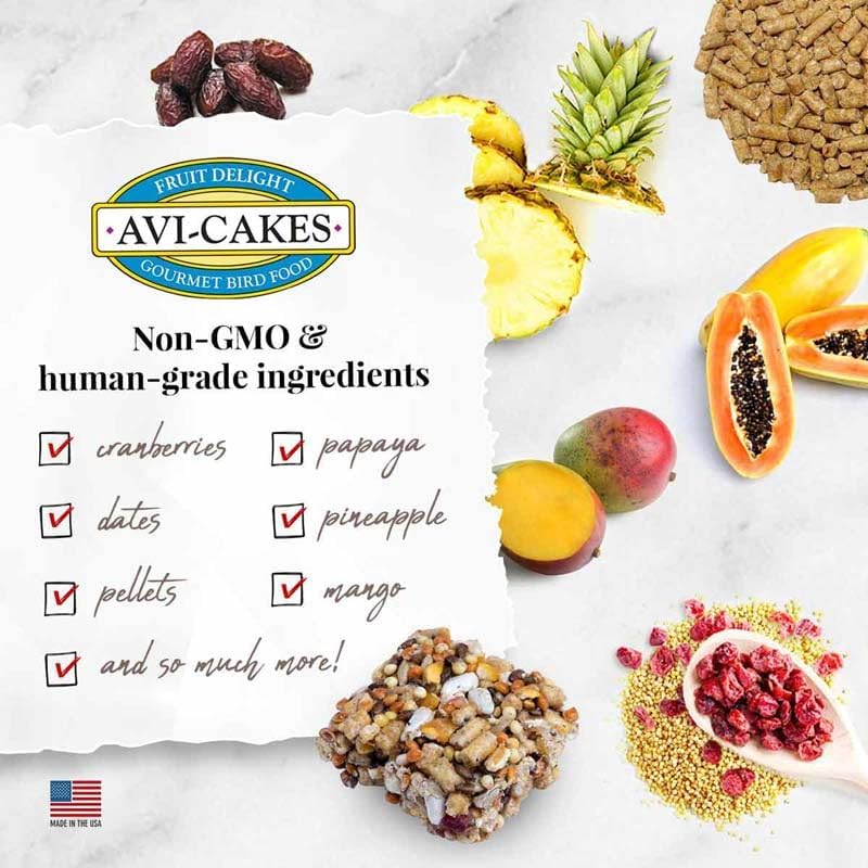 ليفبير طعام الطيور الأليفة "'S Fruit Delight Avi-Cakes"، مصنوع من مكونات غير معدلة وراثيًا ومناسبة للاستهلاك البشري، للببغاوات (عبوة 8 أونصات، عدد 1) - Image 5