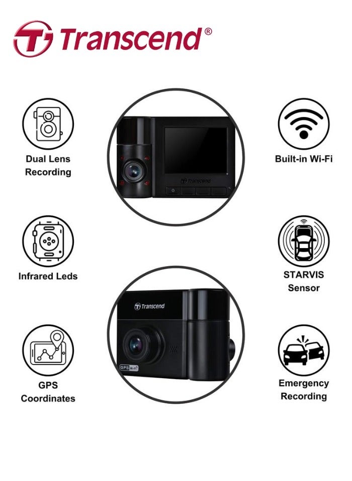 ترانسيند DrivePro 550 كاميرا داش جديدة للسيارة | 2K كيو اتش دي 1440 بكسل | سوني ستارفيس™ | واي فاي | نظام تحديد المواقع | بطارية مدمجة وشاشة عرض + بطاقة ذاكرة سعة 128 جيجابايت - Image 4