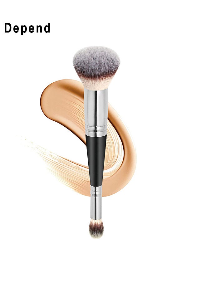 Depend Makeup Brushes Dual-ended Foundation Brush Concealer Brush Perfect Any Look Premium Luxe Hair Rounded Taperd Flawless Brush Ideal for Liquid Cream Powder Blending Buffing Concealer  - Image 1