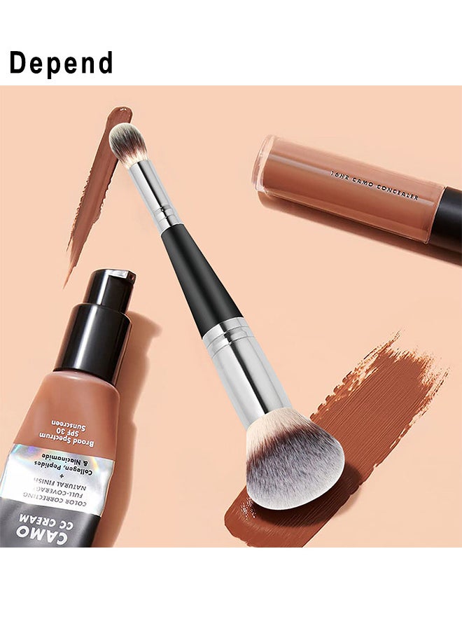 Depend Makeup Brushes Dual-ended Foundation Brush Concealer Brush Perfect Any Look Premium Luxe Hair Rounded Taperd Flawless Brush Ideal for Liquid Cream Powder Blending Buffing Concealer  - Image 3