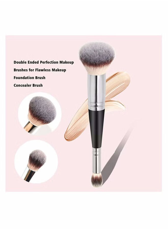 Depend - Makeup Brushes Dual-ended Foundation Brush Concealer Brush Perfect Any Look Premium Luxe Hair Rounded Taperd Flawless Brush Ideal for Liquid Cream Powder Blending Buffing Concealer - Image 1