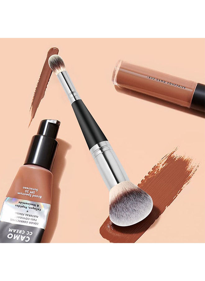 Depend - Makeup Brushes Dual-ended Foundation Brush Concealer Brush Perfect Any Look Premium Luxe Hair Rounded Taperd Flawless Brush Ideal for Liquid Cream Powder Blending Buffing Concealer - Image 1