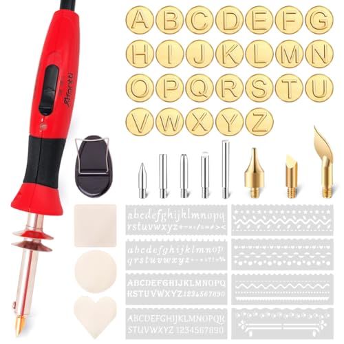 Afantti Wood Burning Pen Leather Pyrography Tool Burner Kit | 26 Letters | Temperature Adjustable | for Woodburning Engraver Carver Crafts - Image 1