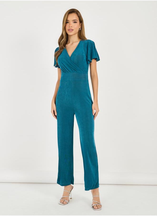 Styli Solid Straight Leg V Neck Stretchy Jumpsuit  - Image 2