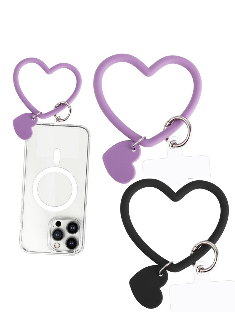 Versatile Heart Loop Phone Lanyard with Key Chain Holder - Comfortable Smartphone Wrist Strap for Outdoor Activities, Compatible with Most Phones, Includes 4 Back Patches for Enhanced Convenience - Image 1