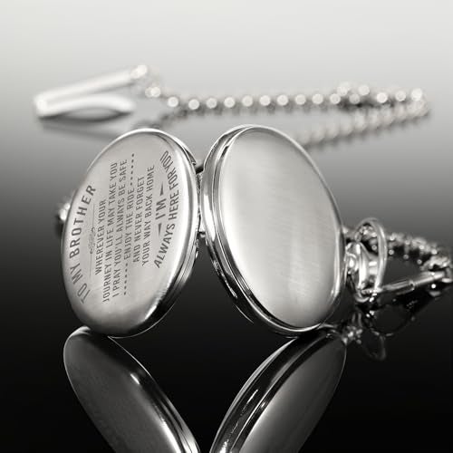 TREEWETO Mens Engraved Pocket Watch Gifts for Brother, Unique Birthday Gift Ideas for Man, Graduation Gifts for Him, Present for Men - Image 5
