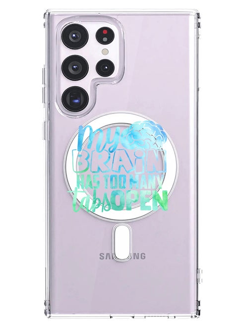 Magnetic Case for Samsung Galaxy S23 Ultra 6.8-inch Compatible with MagSafe Wireless Charging, Shockproof Phone Bumper Cover My brain has too many tabs open copy
