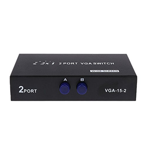 Terabyte 2 Port VGA Switch -for 2 PC to Share 1 and 2 Monitor to Share 1 PCs Press Button Two Way VGA Vedio Switch for Monitor (Black) - Image 1