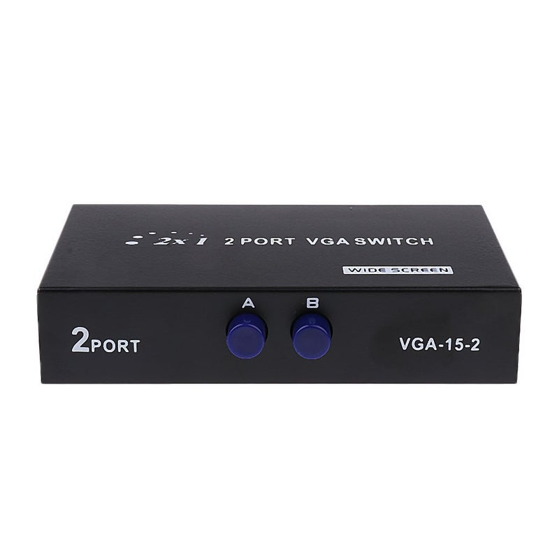Terabyte 2 Port VGA Switch -for 2 PC to Share 1 and 2 Monitor to Share 1 PCs Press Button Two Way VGA Vedio Switch for Monitor (Black) - Image 5