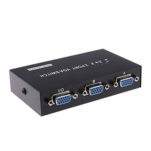 Terabyte 2 Port VGA Switch -for 2 PC to Share 1 and 2 Monitor to Share 1 PCs Press Button Two Way VGA Vedio Switch for Monitor (Black) - Image 2