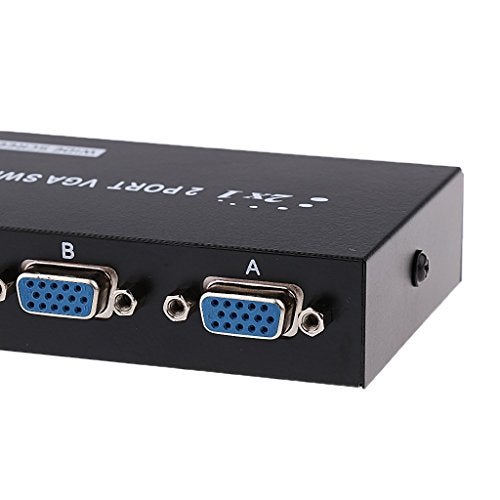 Terabyte 2 Port VGA Switch -for 2 PC to Share 1 and 2 Monitor to Share 1 PCs Press Button Two Way VGA Vedio Switch for Monitor (Black) - Image 4