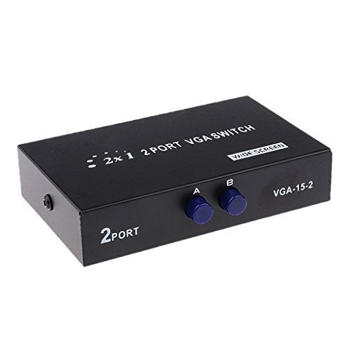 Terabyte 2 Port VGA Switch -for 2 PC to Share 1 and 2 Monitor to Share 1 PCs Press Button Two Way VGA Vedio Switch for Monitor (Black) - Image 3