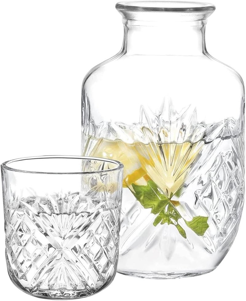 Bedside Water Carafe Glass Set | Clear Drinking Pitcher - Glass Water Pitcher - for Wine Liquids Bedroom Bathroom Home Kitchen Dining Party - Image 5