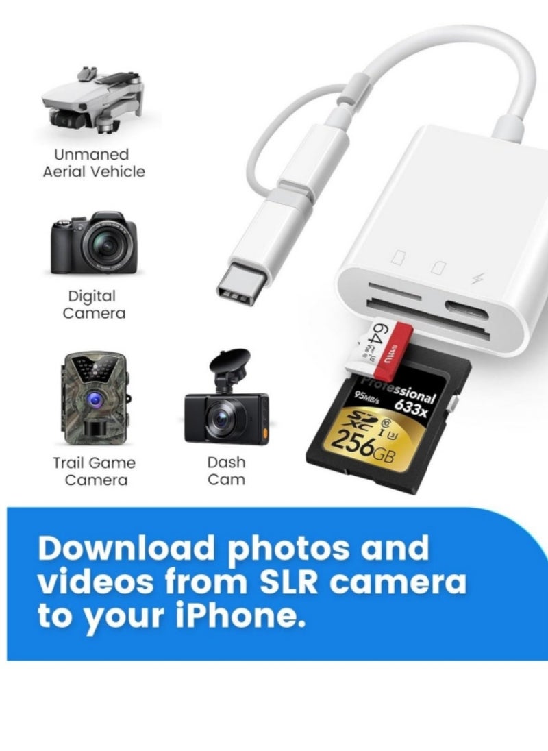 Generic - SD Card Reader for iPhone iPad,Oyuiasle Trail Game Camera SD Card Reader Viewer,Memory Card Reader Adapter with SD & MicroSD Card Slots,Plug and Play - Image 1