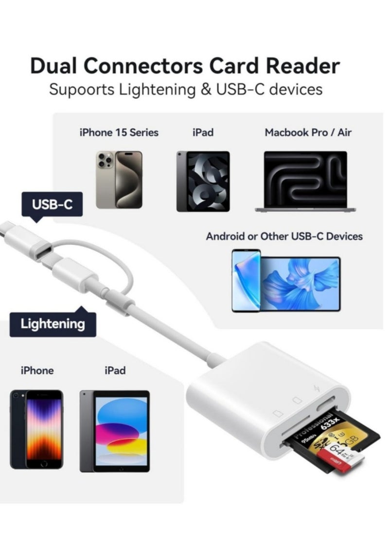 Generic - SD Card Reader for iPhone iPad,Oyuiasle Trail Game Camera SD Card Reader Viewer,Memory Card Reader Adapter with SD & MicroSD Card Slots,Plug and Play - Image 1