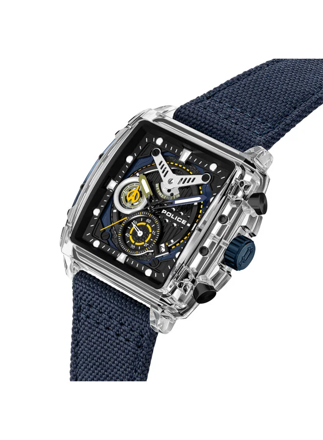 POLICE Men's Clout Men's 43mm Quartz Multi-Function Watch with TR90 Case & Four Distinct Straps