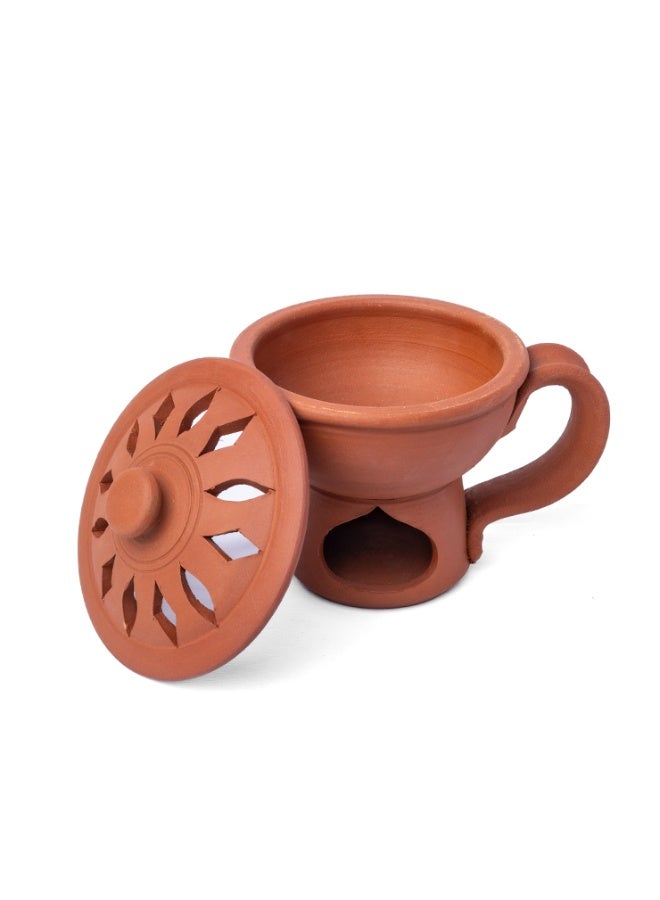 ارك بخور ومبخرة من آرك مصنوعة يدويًا من الطين الحراري | موزع روائح من الطين الطبيعي مع غطاء | معطرات منزلية، للتأمل والاسترخاء - Image 3