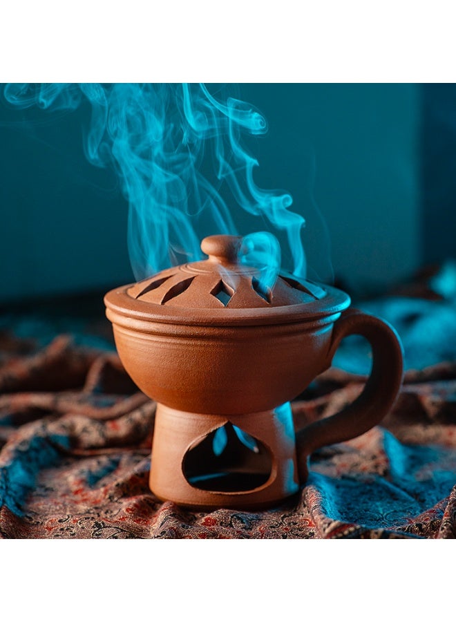 ارك بخور ومبخرة من آرك مصنوعة يدويًا من الطين الحراري | موزع روائح من الطين الطبيعي مع غطاء | معطرات منزلية، للتأمل والاسترخاء - Image 4