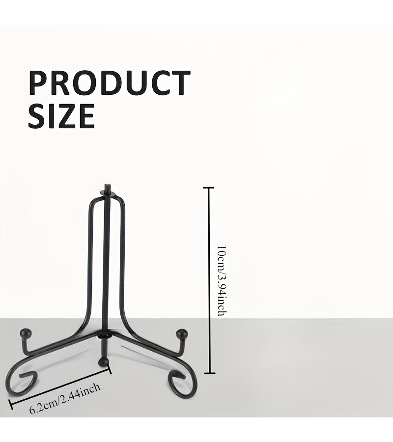 10 Pack Heavy Duty Iron Plate Display Easels Curved Leg Stand Stable Base For Plates Frames Books Decorative Dishes New Black Tabletop Racks For Wedding Party Retail Easy Assembly - Image 2