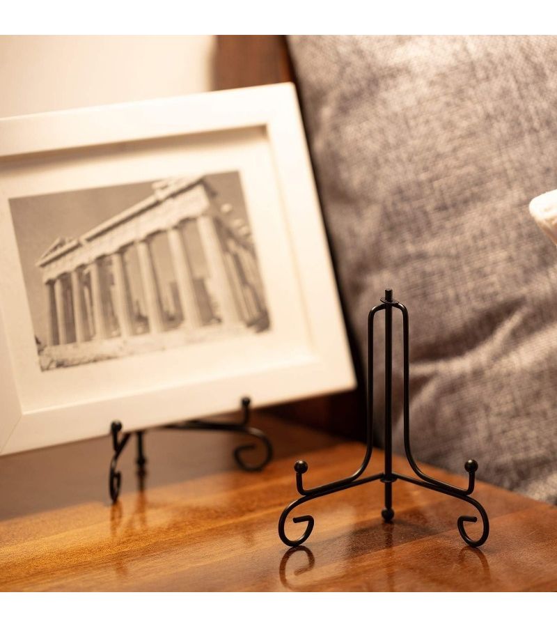 10 Pack Heavy Duty Iron Plate Display Easels Curved Leg Stand Stable Base For Plates Frames Books Decorative Dishes New Black Tabletop Racks For Wedding Party Retail Easy Assembly - Image 4