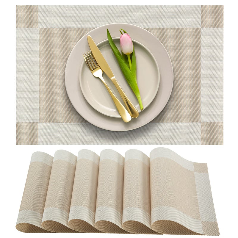 More Dcor Dining Table Placemats Washable HeatResistant PVC Vinyl Table Mats for Dining Room and Kitchen AntiSlip  Set of 4  Ivory