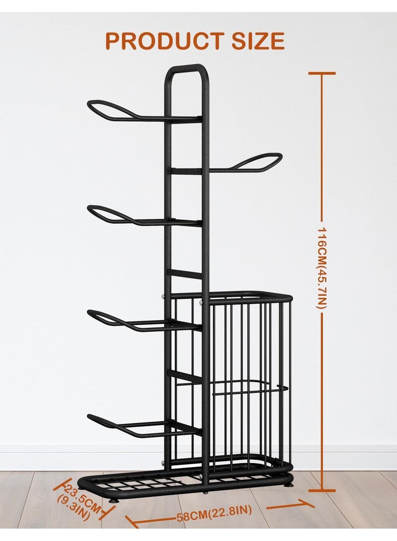 DubaiGallery Basketball Display Rack with Storage Basket for Household, Sports Equipment Rack Garage Sports Organizer Display Stand for Balls  - Image 3