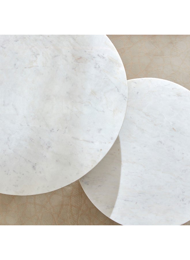 هوم بوكس طقم طاولات قهوة خشب صلب بسطح رخام مستدير قطعتين إن أكس تي من فلوتد - Image 5