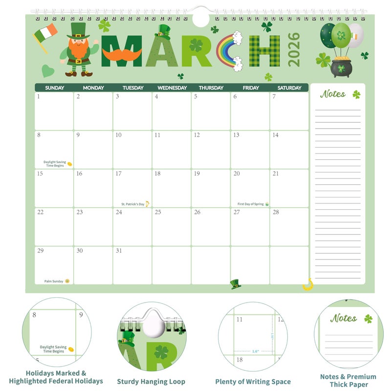 Chambom 2026 Calendar - 18-Month Wall Calendar 2026-2027 from Jan. 2026 - Jun. 2027, 2026 Wall Calendar, 11.5" x 14.5", Calendars with Unruled Blocks, Holidays, Thick Paper for Organizing & Planning - Image 4