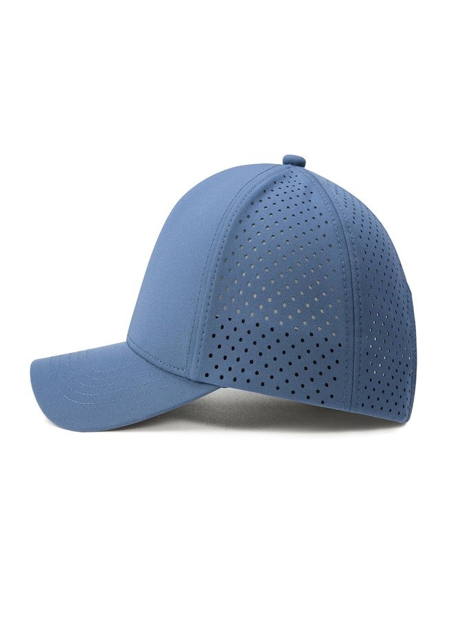 VOBOOM Men Quick Dry Baseball Cap Laser Cut Mesh Ball Curved Brim Snapback Hat, Blue, One size - Image 3