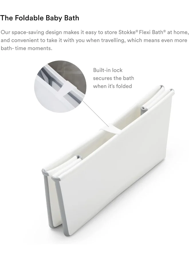 STOKKE Flexi Bath Bundle Foldable Baby Bath + Newborn Supportdurable And Easy To Store Convenient To Use At Home Or When Travelling Best For Newborns And Babies Up To 48 Months - White