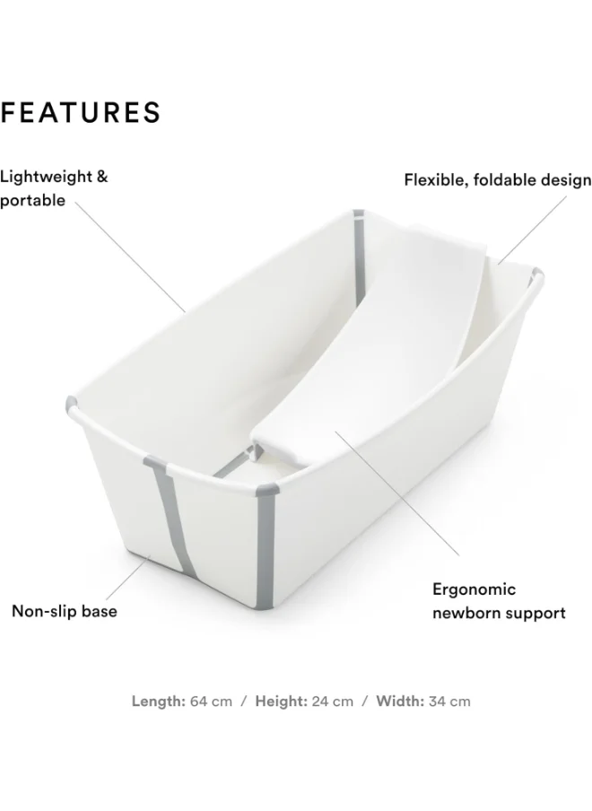 STOKKE Flexi Bath Bundle Foldable Baby Bath + Newborn Supportdurable And Easy To Store Convenient To Use At Home Or When Travelling Best For Newborns And Babies Up To 48 Months - White