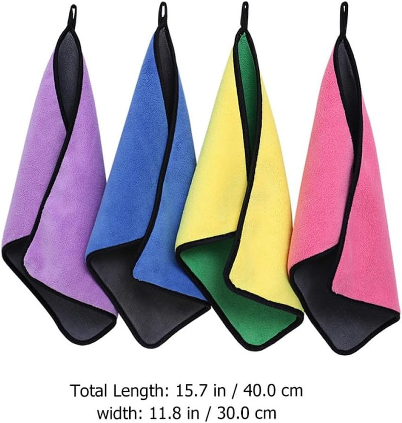 4pcs Coral Fleece Car Washing Cloths 30x40cm Dual-Color Microfiber Auto Wash Cloths Highly Absorbent Vehicle Drying Towels for Seasons Random Color - Image 2