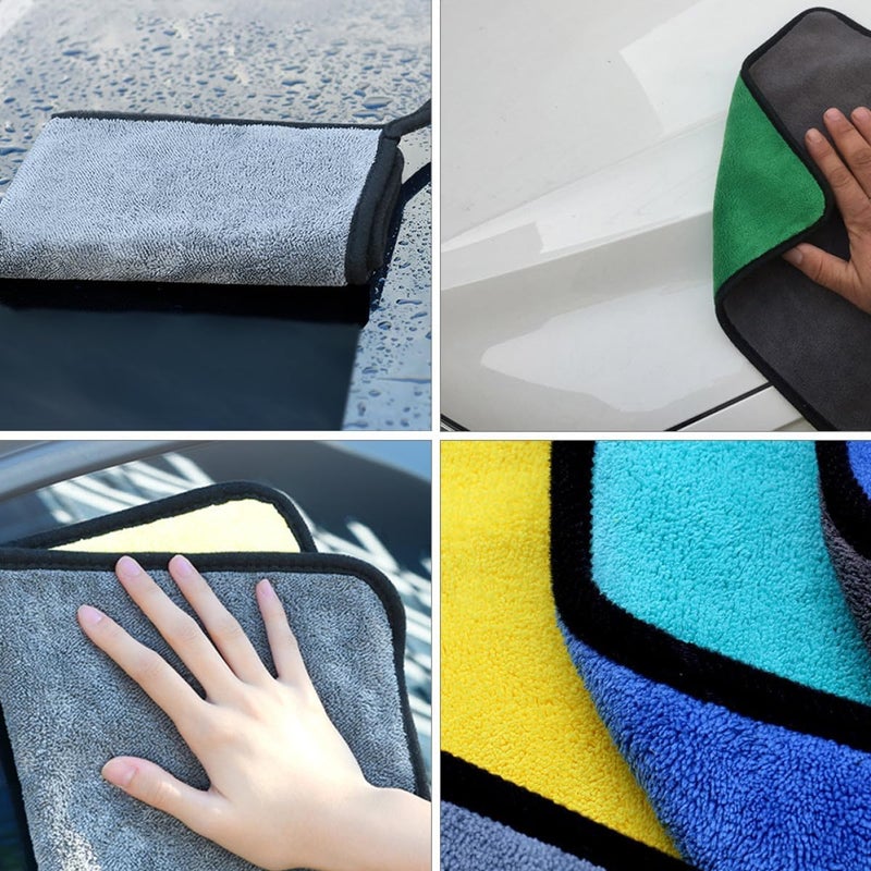 4pcs Coral Fleece Car Washing Cloths 30x40cm Dual-Color Microfiber Auto Wash Cloths Highly Absorbent Vehicle Drying Towels for Seasons Random Color - Image 4