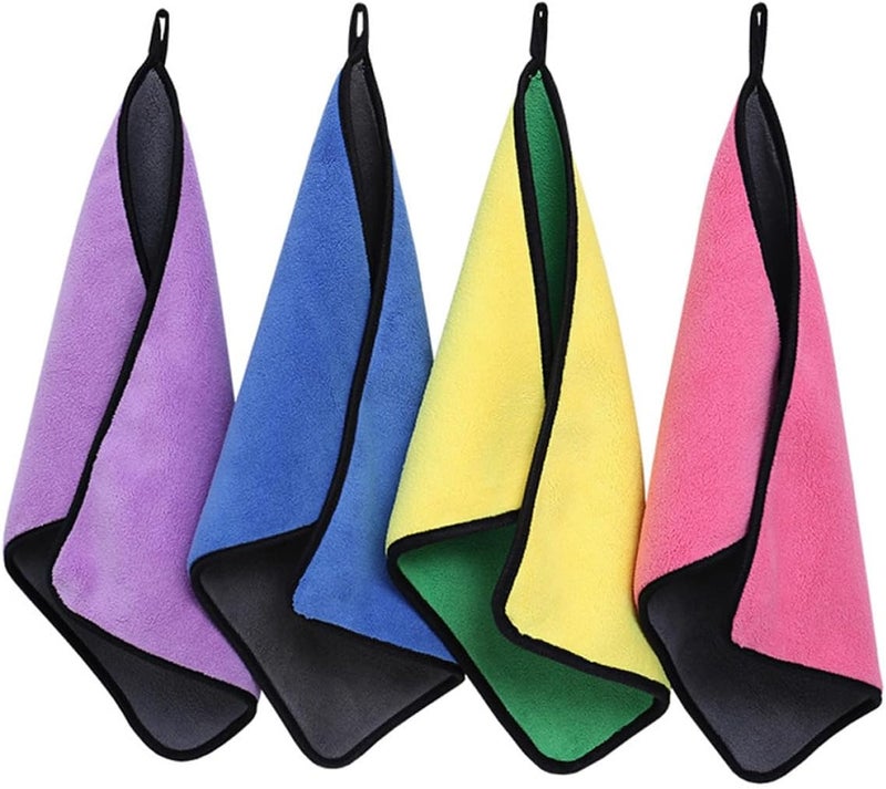 4pcs Coral Fleece Car Washing Cloths 30x40cm Dual-Color Microfiber Auto Wash Cloths Highly Absorbent Vehicle Drying Towels for Seasons Random Color - Image 1