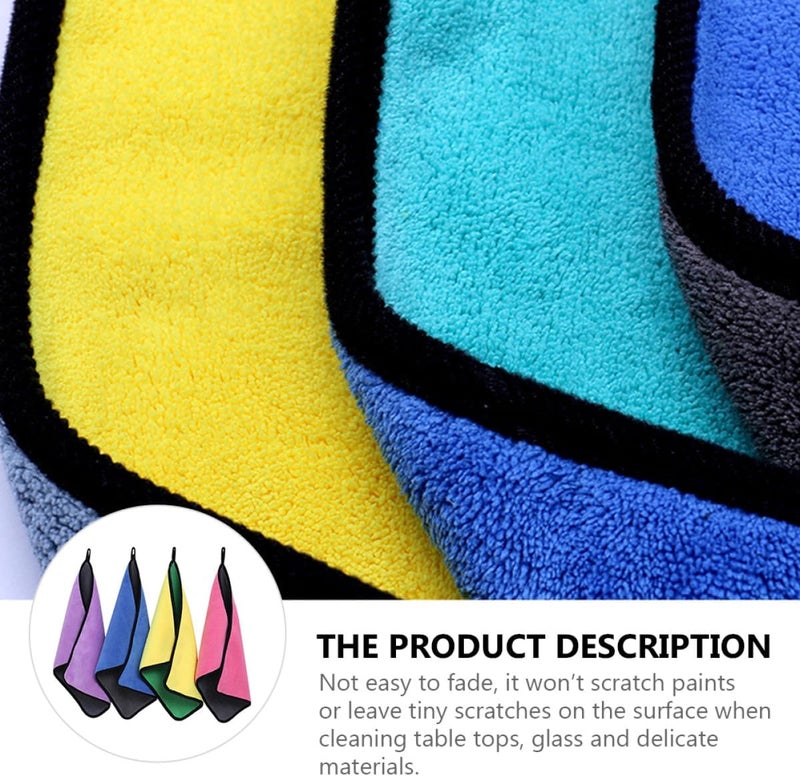 4pcs Coral Fleece Car Washing Cloths 30x40cm Dual-Color Microfiber Auto Wash Cloths Highly Absorbent Vehicle Drying Towels for Seasons Random Color - Image 3