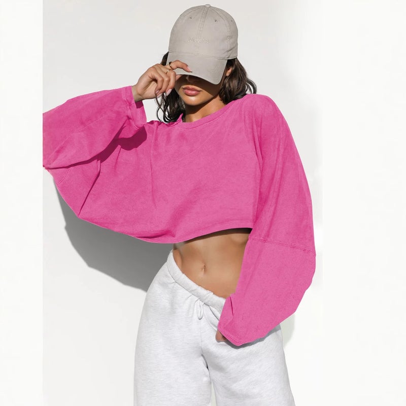 2025 Navel Crewneck Sweater Women'S Short Sports Base Shirt T-Shirt Knitted Shirt Long Sleeve Top - Image 3