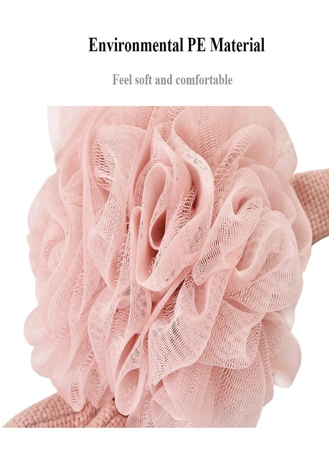 Yisella Shower Back Brush Long Handle Exfoliating + White Rabbit Loofah Sponge Pack of 2 - Image 4