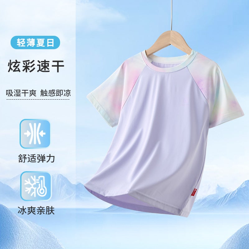 Boys' Short-Sleeved T-Shirt – Summer Quick-Drying Ice Silk Top for Kids - Image 1