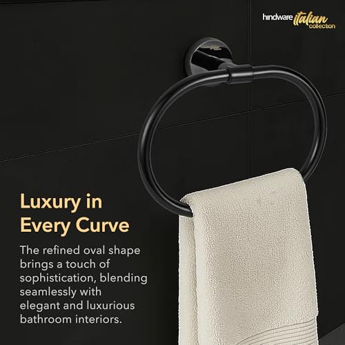 Hindware Italian Collection Towel Ring for Bathroom | PVD Coated Towel Ring for Wash Basin | Brass Wash Basin Ring Towel |Luxury Chrome Black Color Finish | Premium Bathroom Accessories Series - Image 5