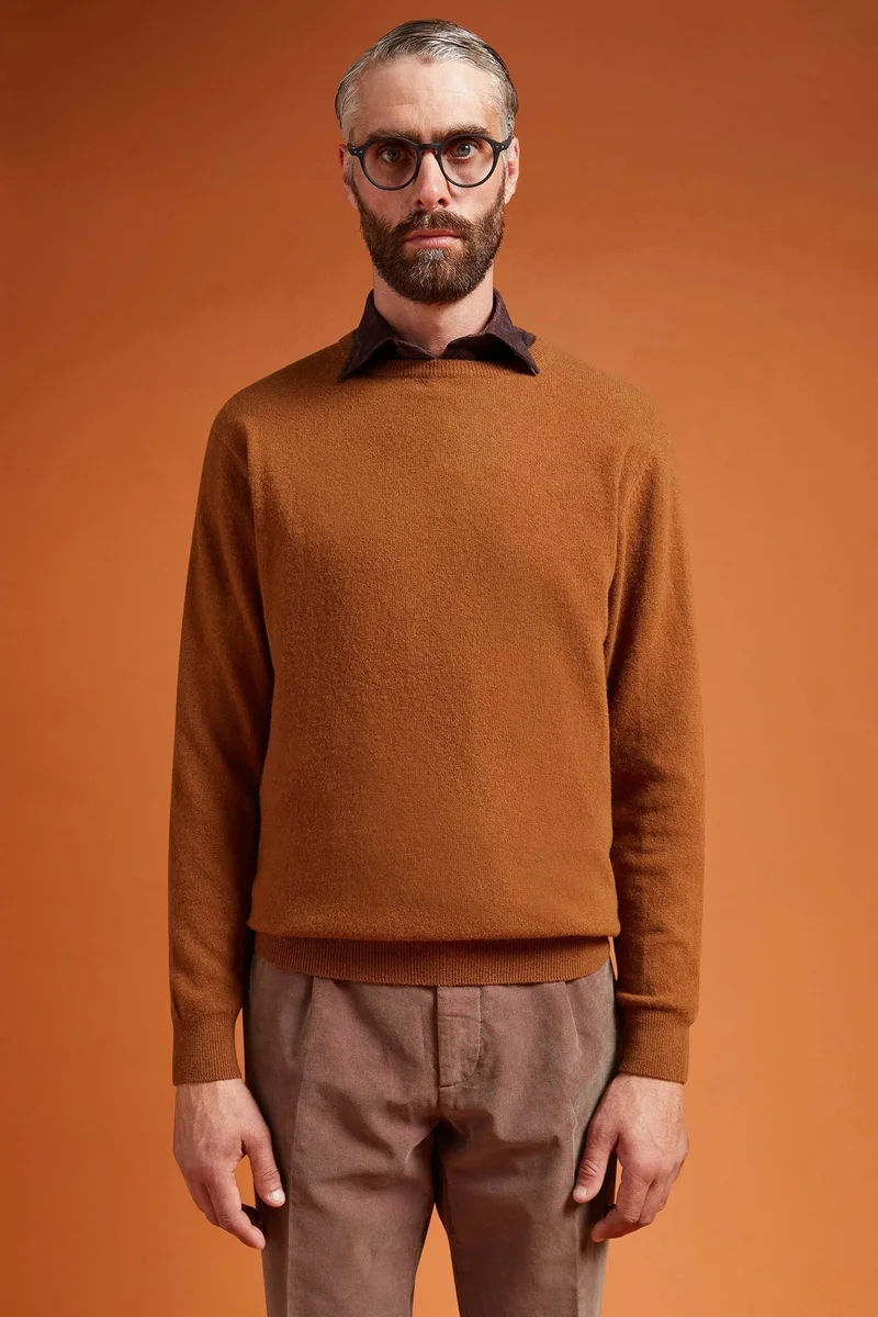 Men's regular fit lambswool jumper - Camel