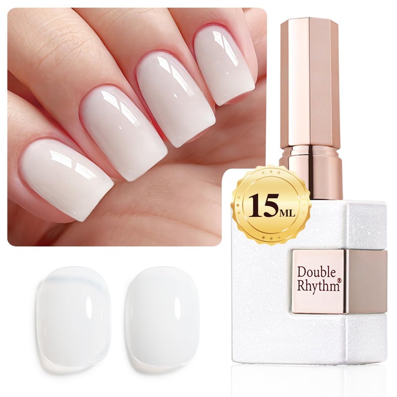 Double Rhythm Double Rhythm 15ML Gel Polish Jelly Sheer Pastel Light Milky Color 1 PC 0.53 OZ Bottle Polish Art Salon at Home for Women (Jelly White-B-A1075) 