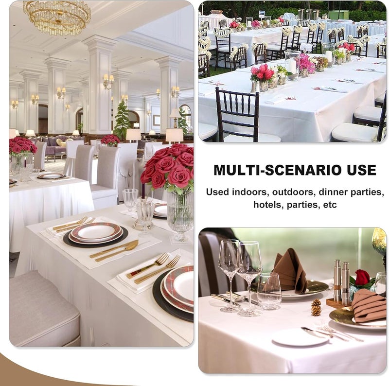 White Tablecloths for Rectangle Tables, 6 Pack - 70 x 120 Inches - Reusable and Washable - Image 5